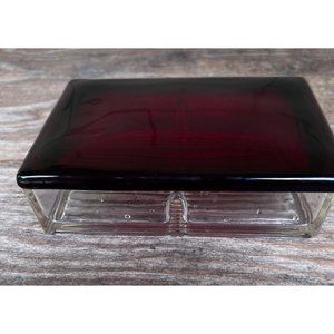 Vintage Anchor Hocking Cigarette Box with Royal Ruby Red Lid